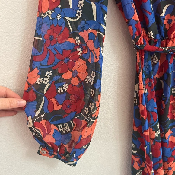 Aakaa Vibrant Floral Long Sleeve Maxi Dress Size S - Picture 4 of 11